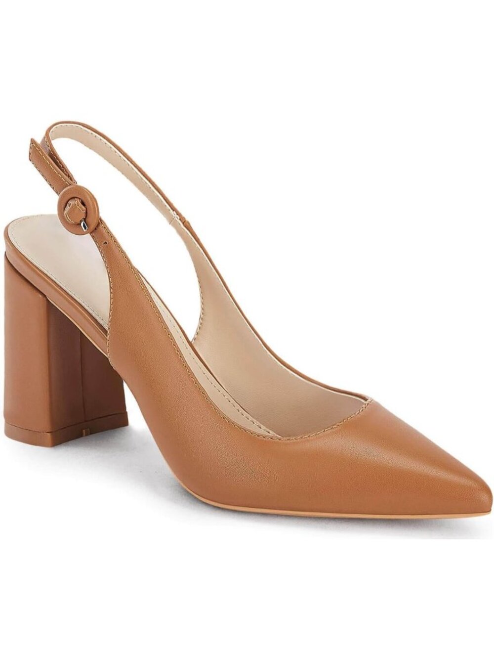 Women's  Dark Khaki Faux Leather Pointed Closed Toe Chunky Heels Block Heels